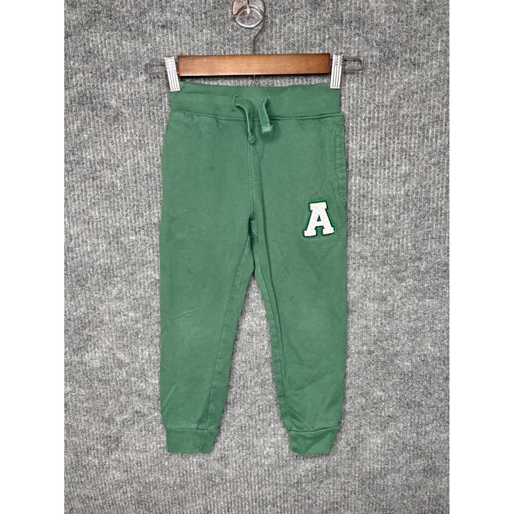 Tommy Bahama Kids Green Fleece Jogger Sweatpants Chenille A Patch Size S 5/6